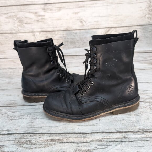 Dr MArtens Pier Black Leather Lace Up Boots Men Size 9 EU 42 - Picture 6 of 7
